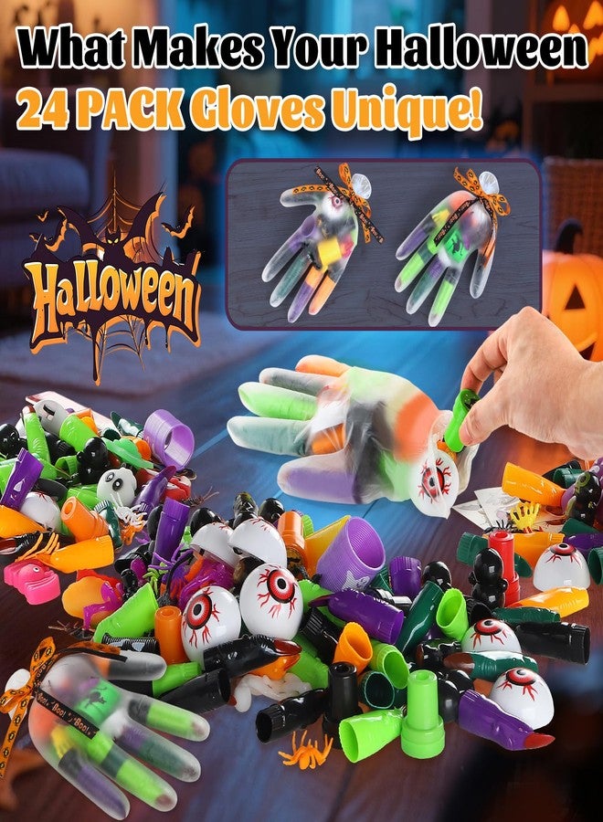 مجموعة هدايا حفلات الهالوين للأطفال من WESAYEE، 338 قطعة - عبوة من 24 كيس هدايا للهالوين مع قفازات، حشوات أكياس الحلوى، هدايا صغيرة، ألعاب بالجملة للأطفال، هدايا للفصول الدراسية، جوائز حفلات الكرنفال. - Image 4